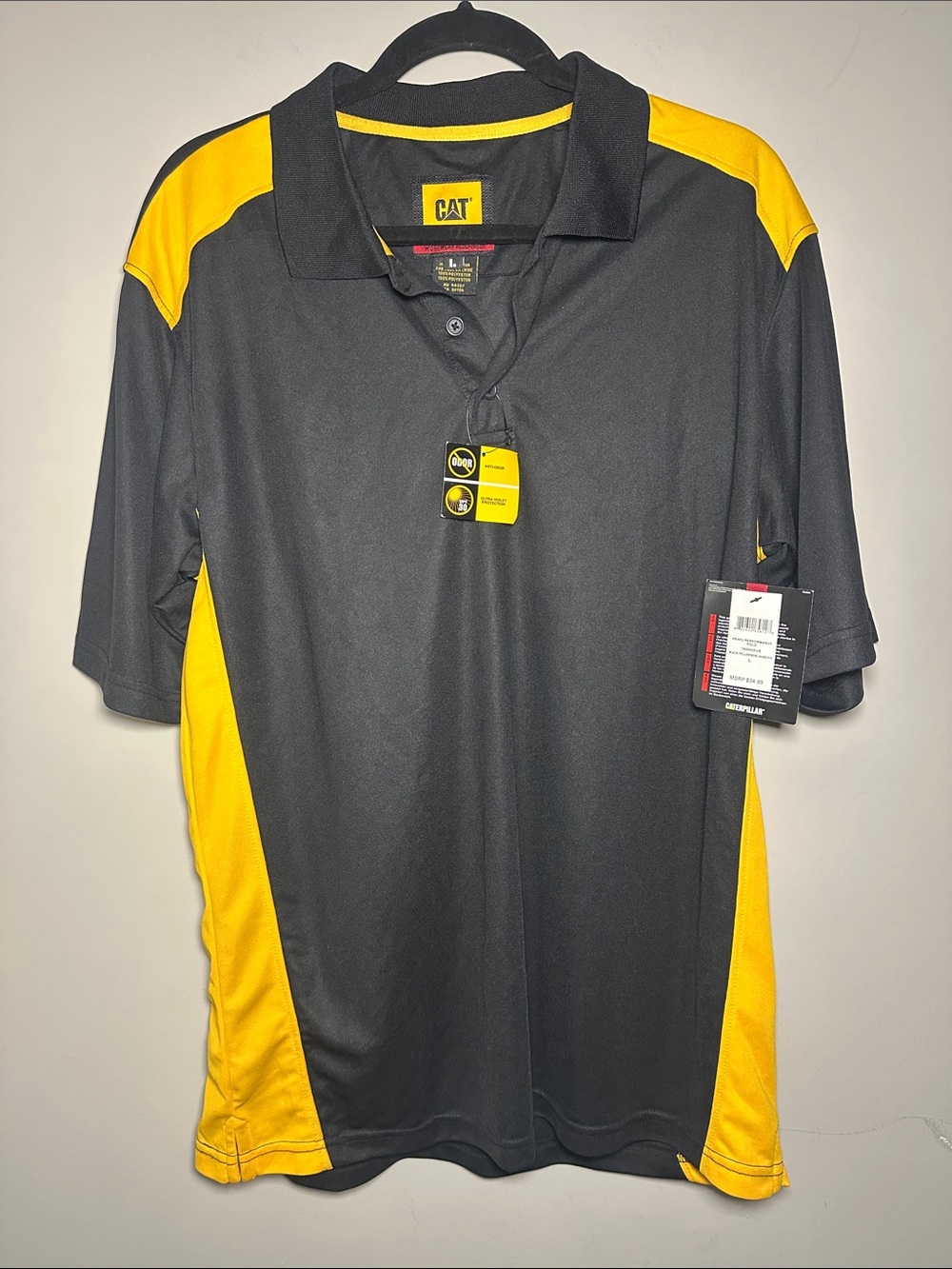 Cat New Men's Black & Yellow Performance Polo Shirt